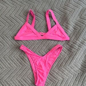 Pink Bikini Set with Rhinestones